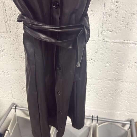 bishop + young Black Faux Leather Dress - Collared Button Down - Size Medium - Picture 4 of 5